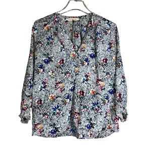REBECCA TAYLOR  Silk Floral V-Neck Blouse
